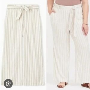 NWT Torrid Stripe Linen Wide Leg Pants Size 14 Boho $69.95 Msrp